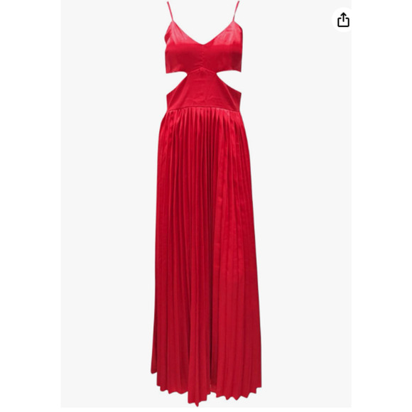 Chicgenes Elegance Defined: Deep V Spaghetti Strap Waist-Accent Dress - Picture 8 of 9